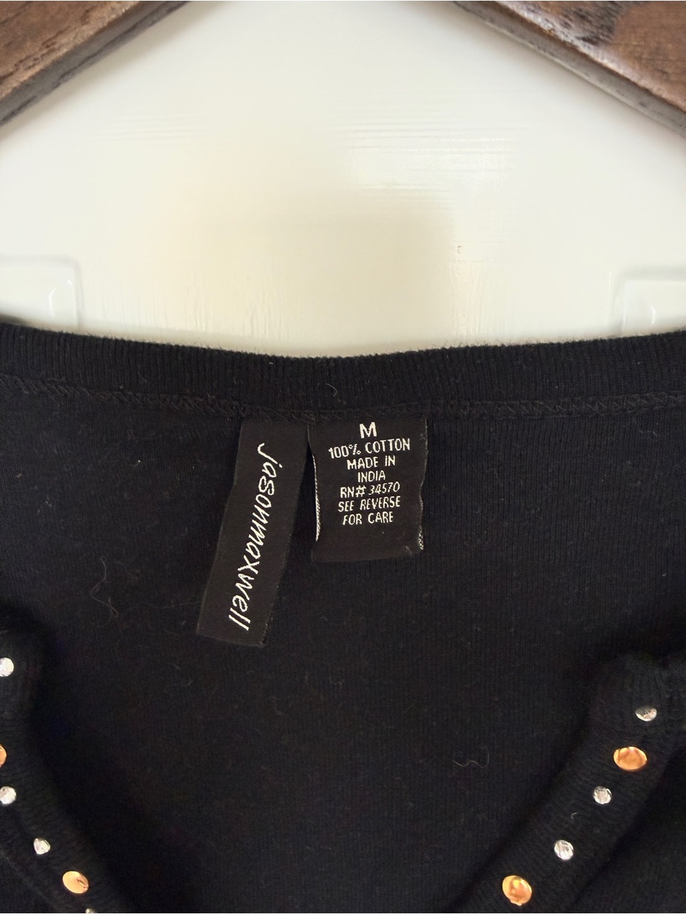 Sleeveless Black V-Neck Tank with Metallic Stud Detail - Picture 4 of 5